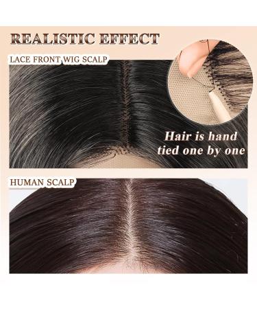 Feshfen Lace Front Wavy Women s Wig - 40 cm Natural Black to Platinum Gray Shoulder-Length Middle Parting - Buy Online on GoSupps.com
