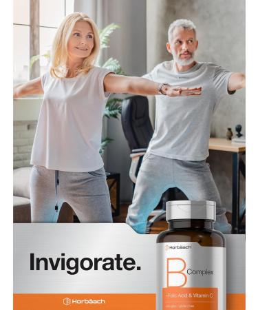 Horbaach B Complex Vitamins for Women and Men | 150 Caplets | with Folic Acid & Vitamin C | Non-GMO & Gluten Free Supplement - Buy Online on GoSupps.com