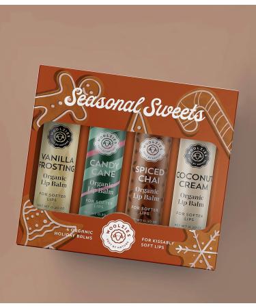 Seasonal Sweets Organic Lip Balm Set of 4 | Vanilla Frosting Candy Cane Spiced Chai & Coconut Cream - Perfect for All Skin Types - Buy Online on GoSupps.com
