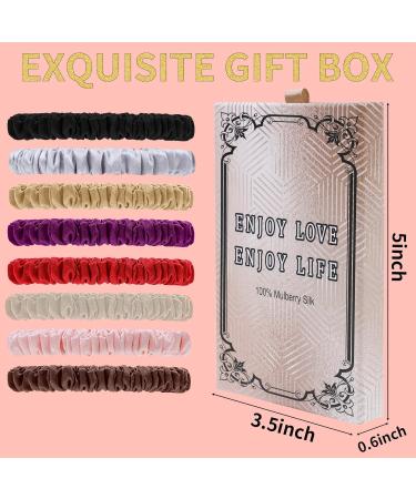 8-Piece Hair Tie Set - 100% Pure Mulberry Silk for Women & Girls | Cute Satin Sleep Hair Ties for Curly Thick & Thin Hair - Buy Online on GoSupps.com