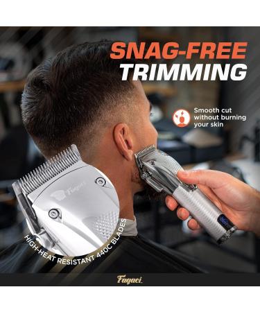 Fagaci Professional Hair Clippers for Barbers - Turbo Cordless Precise Cutting Kit for Men - Maquina de Cortar Cabello in Silver - Buy Online on GoSupps.com