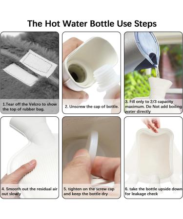 2L Large Hot Water Bottle with Soft Fleece Cover and Hand Pocket - Grey, for Pain Relief and Comfort - Buy Online on GoSupps.com