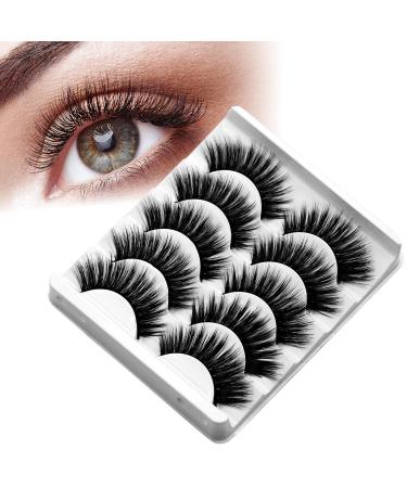 Eruinfang false eyelashes 5 pairs of artificial eyelashes 3D of course black long wrong eyelashes pure handmade reusable fake eyelashes