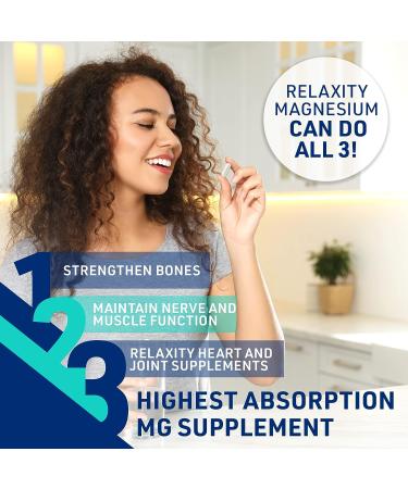 Relaxity Mg Magnesium Supplement - 120 Vegetarian Capsules for Joint Support, Heart, Nerve, Muscle - Non-GMO, Magnesium Glycinate Pills - Liver Medic - Buy Online on GoSupps.com