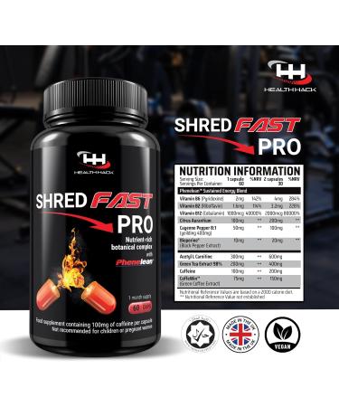 Shredfast Pro Thermogenic Supplement with Phenelean - 60 Capsules - Vegan Keto Friendly - Buy Online on GoSupps.com