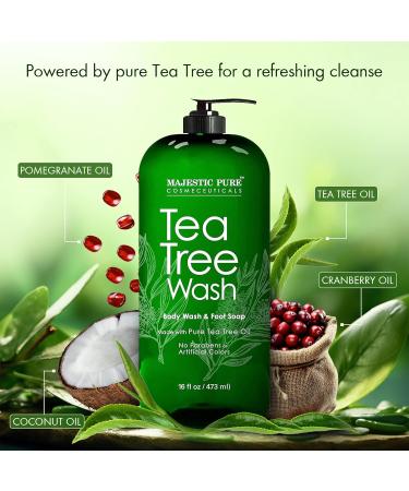 Majestic Pure Tea Tree Body Wash - Formulated to Combat Dry Flaky Skin - Soothes Nourishes and Moisturizes Irritated Chapped Problem Skin Areas - (Packaging may Vary) -16 fl. oz. - Buy Online on GoSupps.com