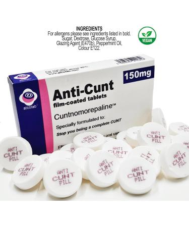 Prank Pill Tablet Box with Mints - Funny Xmas Gift for Him - Ideal Present for Dad, Boyfriend, Uncle - 40th 50th 60th Birthday, Christmas, Valentines - Anti Cunt Design - Buy Online on GoSupps.com
