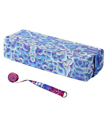 Aozora Yoga Bolster Pillow for Restorative Yoga Supportive Meditation Cushion with Carry Handle and Yoga Strap 8-Feet Helps Alleviate Pressure Provides Support & Enhances Practice Waves Blue