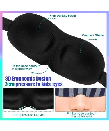 Kids 3D Sleep Eye Mask - Set of 5 | Contoured Cup Design for Comfortable Sleep | Adjustable Strap for Blocking Light | Children's Eye Cover - Buy Online on GoSupps.com