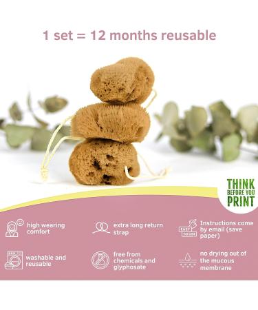 tom&pat Menstrual Sponge with String Alternative to Soft Tampon and Menstrual disc - DERMATEST: Very Good with Travel Change case Natural Sponge Washable & Reusable (Size M / 3 x 5-7 cm) - Buy Online on GoSupps.com