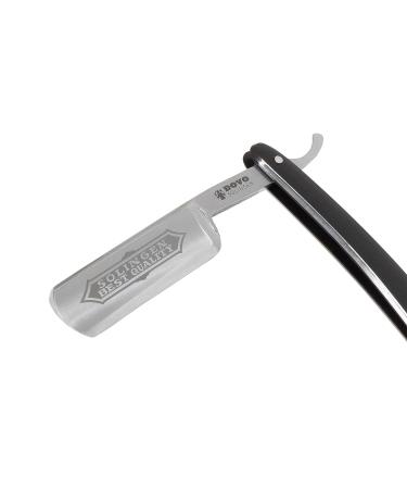 DOVO Razor Bes. Quality - Black Acrylic 6/8 Round Head Carbon Steel Full Hollow Grind | Premium Shaving Tool - Buy Online on GoSupps.com