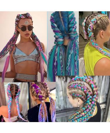 Tess Braids Extensions - Light Purple/Blue Jumbo Kanekalon 60cm Ombre Hair Braid (100g) for Box Braids - 1 Piece - Buy Online on GoSupps.com