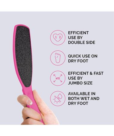 Wide Emery Foot File - Double-Sided Pedicure Tool for Cracked Heels & Callus Removal | Colossal Foot Scrubber for Men & Women - Hot Pink - Buy Online on GoSupps.com