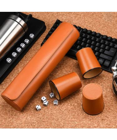 Party Games Leather Dice Cup Set - 5 Cups, 25 Dice, Storage Case - Faux Leather with Magnetic Closure - Buy Online on GoSupps.com