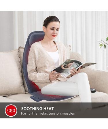 Snailax Massage Seat Cushion with Heat - Memory Foam Neck & Lumbar Support - 2 Heat Levels - 10 Vibration Motors - Navy Blue - Buy Online on GoSupps.com
