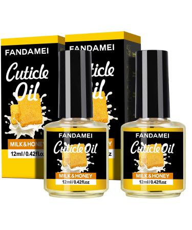 2PCS Cuticle Oil, FANDAMEI Nail Cuticle Revitalizing Oil, Nourish and Moisturize Nails, Cuticle Care Oil for Soothing and Strengthens Nails, Heals Dry Cracked Cuticles. Milk and Honey, 0.42 oz. A-Milk&Honey