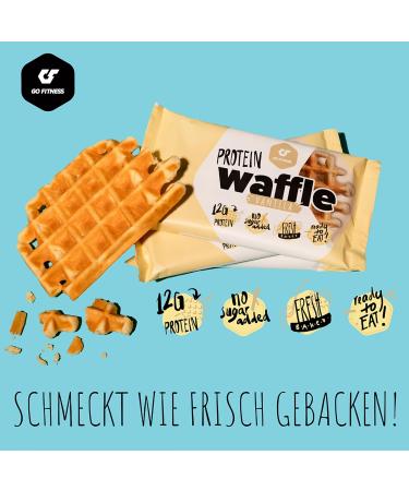 High Protein Waffles - Vanilla Flavor | Go Fitness Recipe | 12x50g Healthy Energy Bars for Muscle Building | 12g Protein per Bar - Buy Online on GoSupps.com