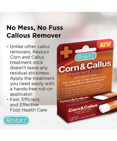 Restorz Corn and Callus Remover Stick with Salicylic Acid | Gentle & Fast-Acting Treatment for Skin Hands Feet Toes | Portable & Travel Size Ointment Applicator (1 Pack) - Buy Online on GoSupps.com