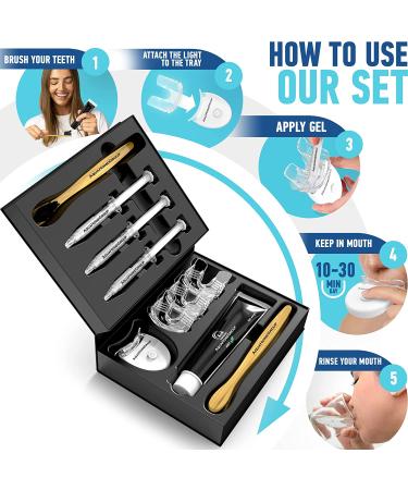 Teeth Whitening Kit - Snow LED Light & Charcoal Toothpaste | 17 Piece Set for a White Smile - Buy Online on GoSupps.com