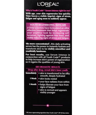 L'Oreal Paris Youth Code Serum Intense - Best Anti-Aging Serum for All Skin Types | 1 Fl Oz - Shop Now - Buy Online on GoSupps.com
