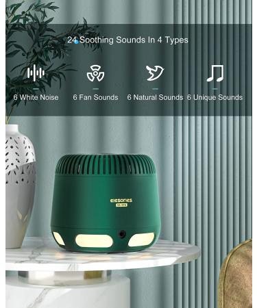 White Noise Sound Machine with Night Light & Speaker - 24 Soothing Sounds for Nursery, Office, Home - Green - Buy Online on GoSupps.com