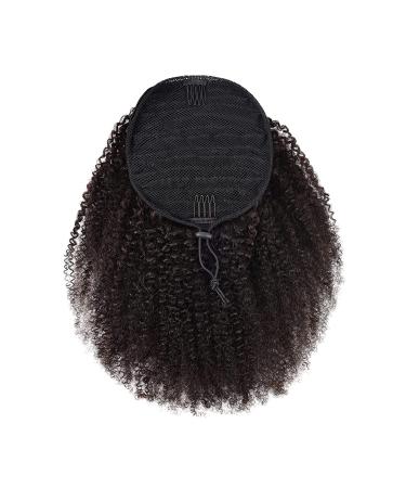 HLSK 14 Inch Afro Puff Drawstring Ponytail Human Hair | 150% Density Brazilian Virgin Hair Clip in Extension for Black Women | 3A 4C Afro Kinky Curly Style - Buy Online on GoSupps.com