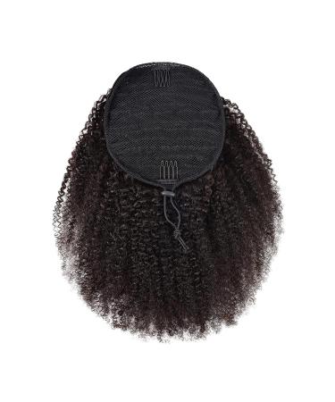 16 Inch Afro Kinky Curly Human Hair Ponytail for Black Women - 10A Brazilian Virgin Hair, 180% Density, Clip-in Drawstring Extension - Natural 4C Black Color - 120G, Pack of 1 - Buy Online on GoSupps.com