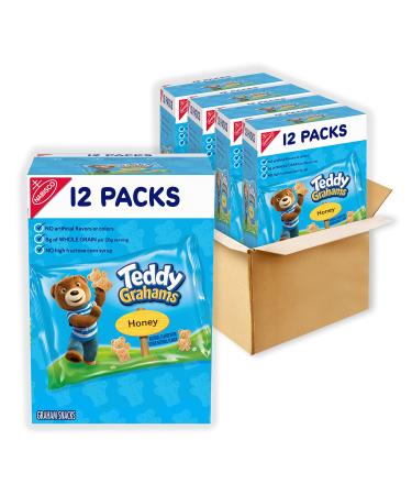 Teddy Grahams Honey Graham Snacks, 4 Boxes of 12 Snack Packs (48 Total Snack Packs) 1 Ounce (Pack of 48)