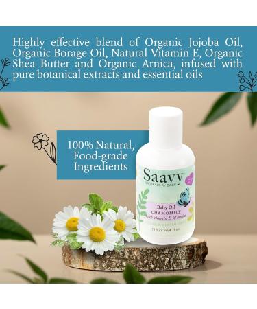 Saavy Naturals Chamomile Baby Oil Pack - Organic Vegan Paraben-Free Baby Massage Oil with Jojoba & Shea Butter for Sensitive Skin - Buy Online on GoSupps.com