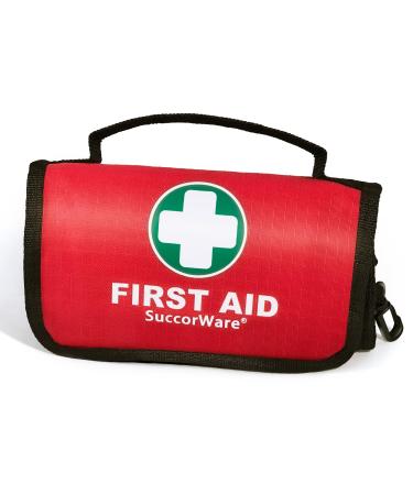 Succorware 100-part mini-first aid set consisting of an emergency foliance ceiling an association for trip household office vehicle camping workplace and
