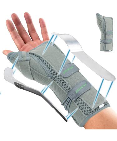Wrist Brace With Thumb Support for Dequervains Tendonitis Thumb Brace for Carpal Tunnel Wrist ganglion cyst Arthritis Pain Relief Thumb Spica Splint for night rest(Left Hands Medium) Medium Left Hands Grey