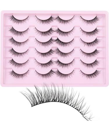 Goddvenus False Eyelashes D Curl Russian Strip Lashes Pack 3D Natural Cat Eye Lashes Wispy Fake Eyelashes Premium False Lashes Thin Cotton Band Fake Lashes 12 Pairs Wispy fox eye - Buy Online on GoSupps.com