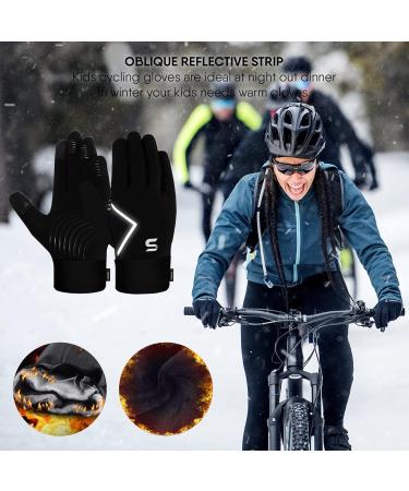 Children's Thermal Touchscreen Sports Gloves for Winter - Anti-Slip Windproof Perfect for Cycling Hiking Skiing & Football (Ages 10-12 Black) - Buy Online on GoSupps.com