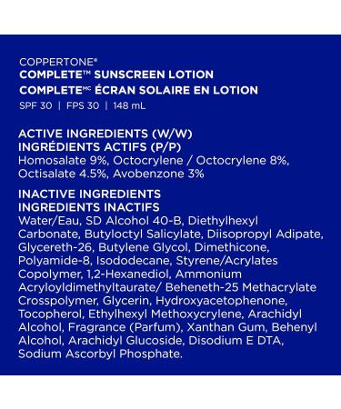 Coppertone Complete SPF 30 Sunscreen Lotion Lightweight Moisturizing Sunscreen Water Resistant Body Sunscreen 148mL - Buy Online on GoSupps.com