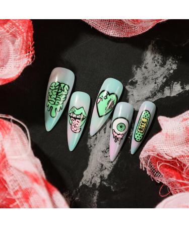 FEIlei 24x Halloween False Nails Heart Eyeball Lip Fake Nails Full Cover Press On Nails - Buy Online on GoSupps.com
