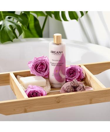 Argan+ Calm & Soothe Bath Foam Rose Otto Oil Vegan Bubble Bath 400ml - Buy Online on GoSupps.com