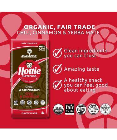 Zazubean SUPERFOODS Chocolate bars - Organic Vegan Fair trade Gluten free Soy Free (Chili Cinnamon & Yerba Mate) - Buy Online on GoSupps.com