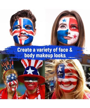 Red White Blue Face Body Paint - USA Flag Makeup Palette for 4th of July Independence Day & Patriotic Events - Buy Online on GoSupps.com