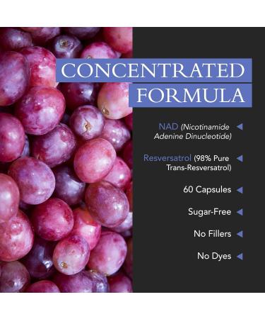 Xtravit Resveratrol NAD + Supplement Pure Longevity Booster Supplements for Men & Women - May Support Healthy Aging Brain Function Heart Health & Muscle Recovery 60 Capsules - Buy Online on GoSupps.com