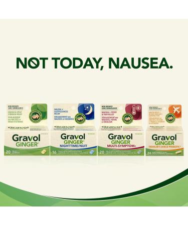 Gravol Ginger - Nausea and Upset Stomach Relief with Organic Ginger Extract - Non-Drowsy Taste-Free and Easy to Swallow - 24 Liquid Gel Capsules (Pack of 1) Ginger 24 count (Pack of 1) - Buy Online on GoSupps.com