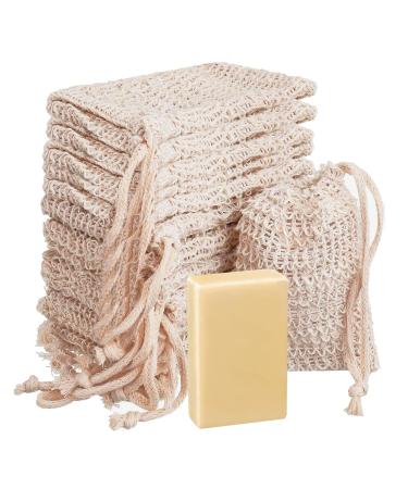 15 Pack Soap Bag TACYKIBD Natural Sisal Soap Saver Bag with Drawstring Exfoliating Soap Pouch for Foaming Drying Soap Mesh for Message Peeling Bath Shower Scrubber Use