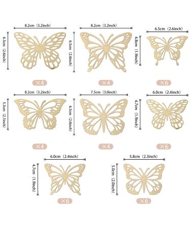 40 PCS Laser 3D Butterfly Cupcake Toppers for Baby Shower, Wedding, Birthday Party - Gold Mixed Styles - Buy Online on GoSupps.com