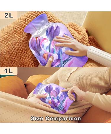 NAANLE Lavender Watercolor Heat Bottle | 1L Transparent Hot Water Bottle for Pain Relief & Warmth | Perfect for Back Neck & Hand Therapy - Buy Online on GoSupps.com