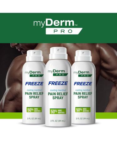 Myderm PRO Freeze Spray 3 oz - 15.75% Menthol - Temporary Pain Relief for Lower Back and Joint Pain - Buy Online on GoSupps.com