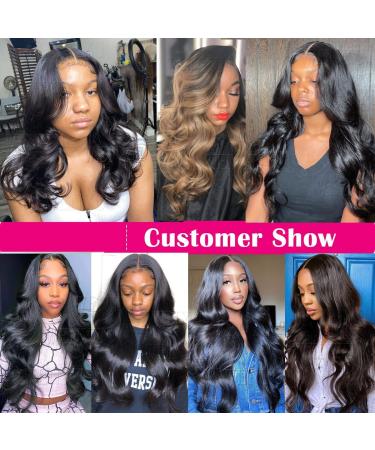 WENYU Brazilian Body Wave Lace Front Human Hair Wig - Pre Plucked with Baby Hair - 16 Inch 4x4 Closure - 9A Natural Black - for Black Women - Buy Online on GoSupps.com