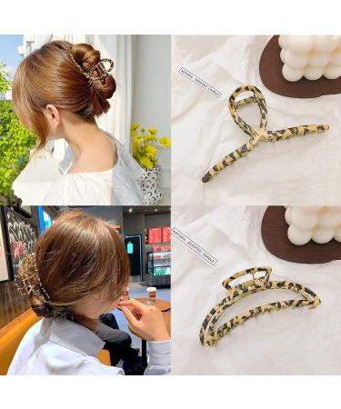5 Pcs Large Metal Claw Clips for Thick Hair - Gold Leopard Print Jaw Clips for Women - Buy Online on GoSupps.com