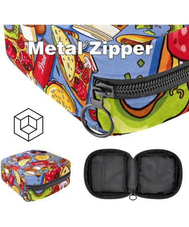 American Fat Food Pattern Menstrual Cup & Nursing Pad Holder - Multi-colored Sanitary Pads Bag for Teen Girls & Women | First Period Kit - Buy Online on GoSupps.com