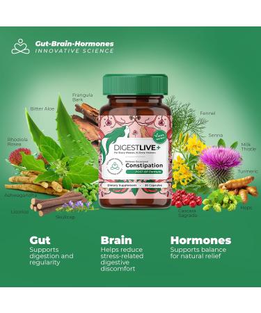 DigestLive Post-Op Constipation Relief Laxative for Women Post Surgery 30 Capsules 100% Herbal Stool Softener Female Gentle Colon Cleanse Detox Bloating & Gas Fast-Acting Vegan Gluten & GMO-Free - Buy Online on GoSupps.com