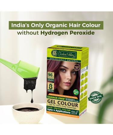 Indus Valley Natural Organic Damage Free Gel Hair Color | Ammonia Free Vegan & Cruelty Free | Up to 100% Gray Coverage Long Lasting Results |Burgundy 3.6 (20gram+200ml) - Buy Online on GoSupps.com