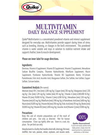 Quiko Multivitamin Daily Balance Bird Supplement 30g - Essential Avian Nutrition - Buy Online on GoSupps.com